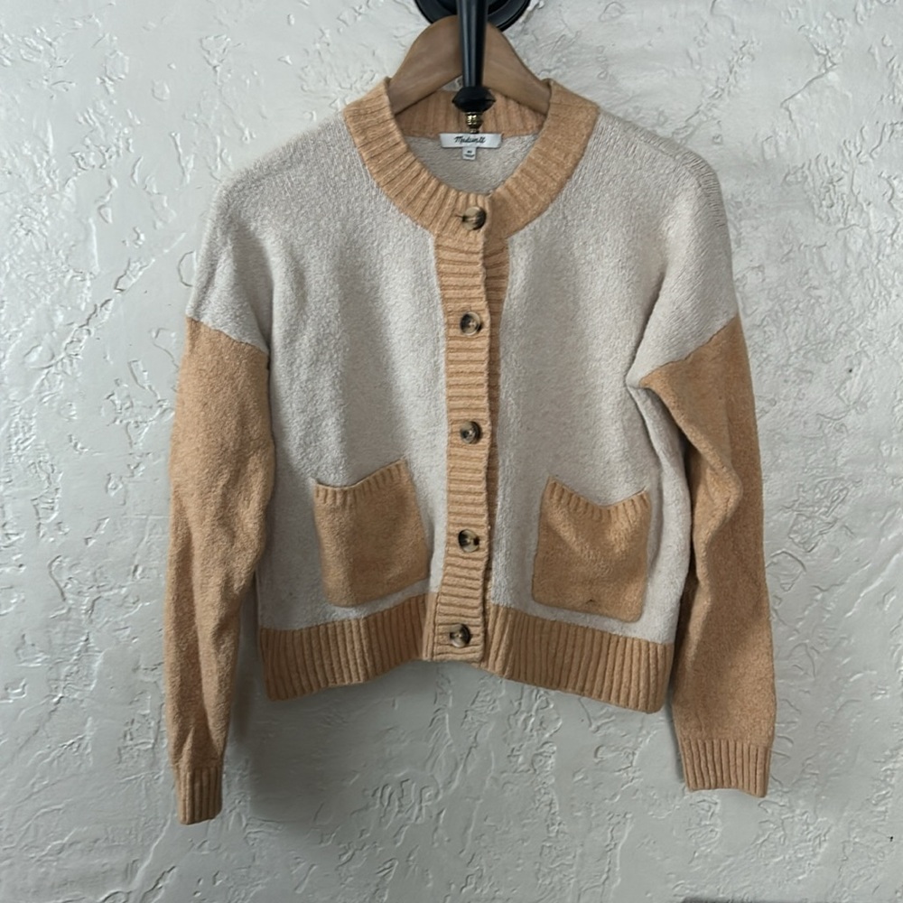 Madewell Colorblock Colburne Cardigan Sweater in Coziest Textured Yarn